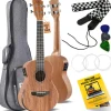 23" Acoustic Electric Ukulele, Solid Mahogany, Beveled Armrest, Natural Finish<Pyle Online