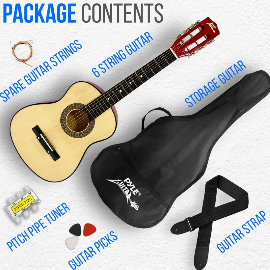 30" Acoustic Guitar for Beginners, Linden Wood, 6-String, Right Handed<Pyle New