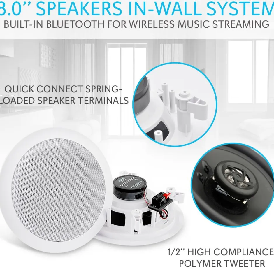 8" Bluetooth Ceiling Speakers 250W Polyprone Cone Flush Mount<Pyle Online