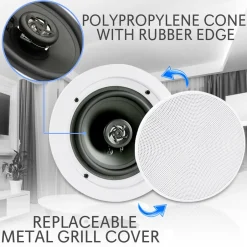 6.5" Bluetooth Ceiling Speakers 200W Flush Mount Polyprone Cone<Pyle Online