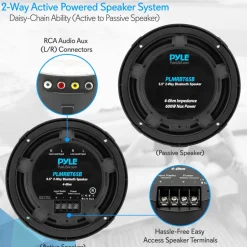 6.5" Bluetooth Marine Speakers, 600W Waterproof, 2-Way Coaxial System<Pyle Sale