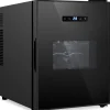 12 Bottle Wine Cooler, Adjustable Temp, Quiet Thermoelectric, Glass Door<NutriChef Clearance