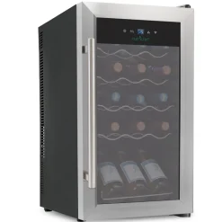 15 Bottle Wine Fridge, Adjustable Temp, Stainless Steel Door, Quiet Operation<NutriChef Online