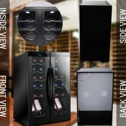 24 Bottle Wine Fridge, Dual Zone, Adjustable Temp, Glass Door, Quiet Operation<NutriChef Online