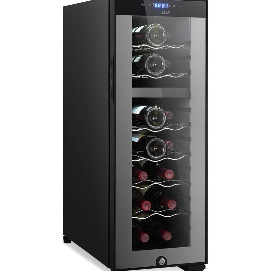 18 Bottle Wine Fridge, Dual Zone, Adjustable Temp, Quiet Operation<NutriChef Discount