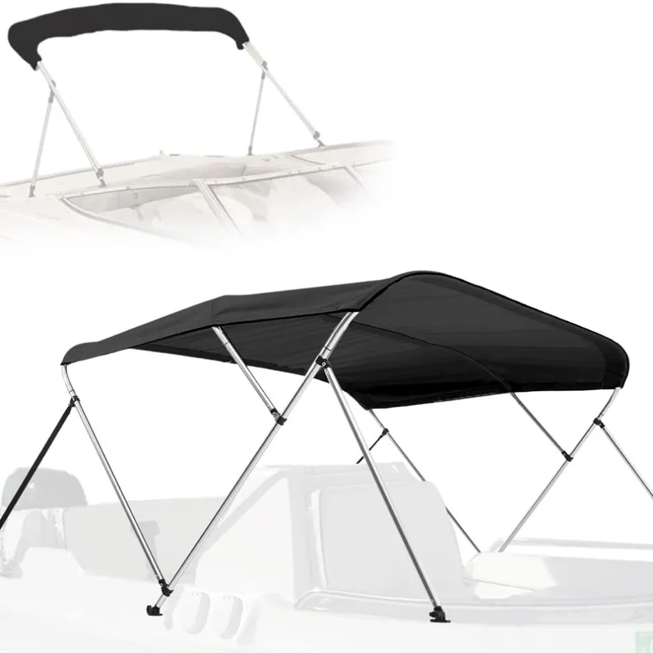 4 Bow Bimini Top Boat Cover, 96" Waterproof Aluminum Frame, Gray<SereneLife Outlet