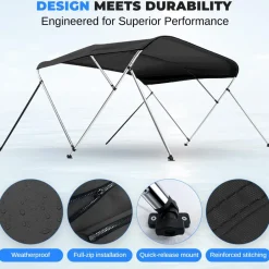 4 Bow Bimini Top Boat Cover, 96