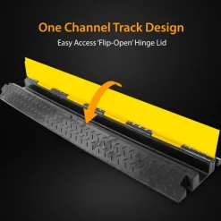 40" Cable Protector Ramp - Waterproof, Heavy Duty, Single Channel, Yellow<Pyle Hot