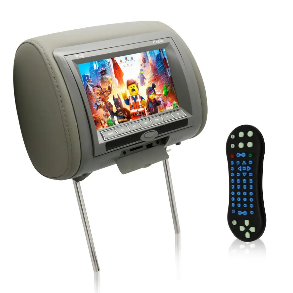 7" Car Headrest Monitor, Hi-Res Display, DVD/USB/SD Player, Gray<Pyle Hot