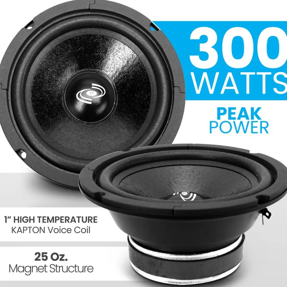 6.5" Car Speaker 300W High Power Paper Cone Sealed Back 93dB 8 Ohm<Pyle Outlet
