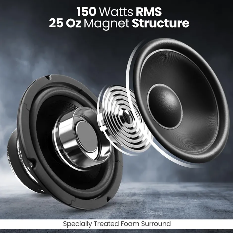 6.5" Car Speaker 300W High Power Paper Cone Sealed Back 93dB 8 Ohm<Pyle Outlet