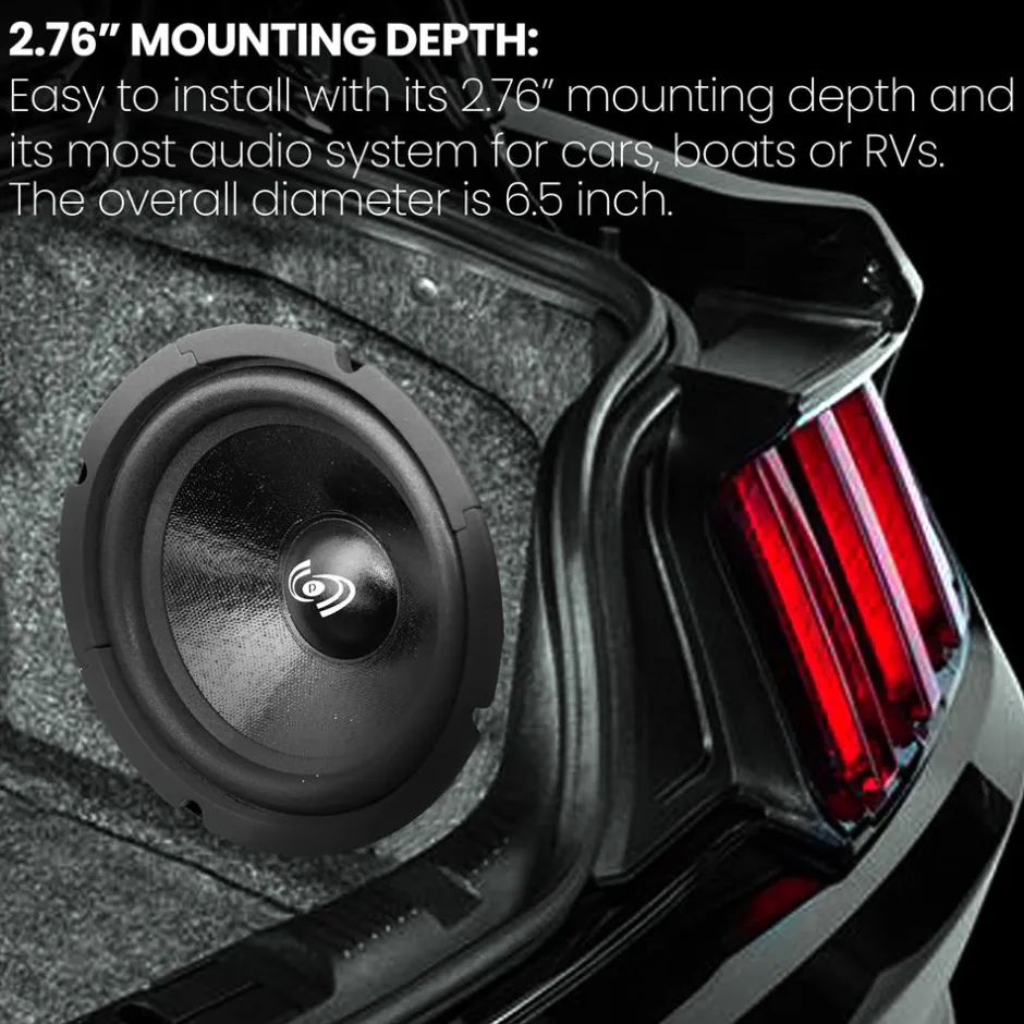 6.5" Car Speaker 300W High Power Paper Cone Sealed Back 93dB 8 Ohm<Pyle Outlet