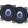 4" Car Speakers Pair - 180W Peak, Blue Poly Cone, Butyl Rubber Surround<Pyle New