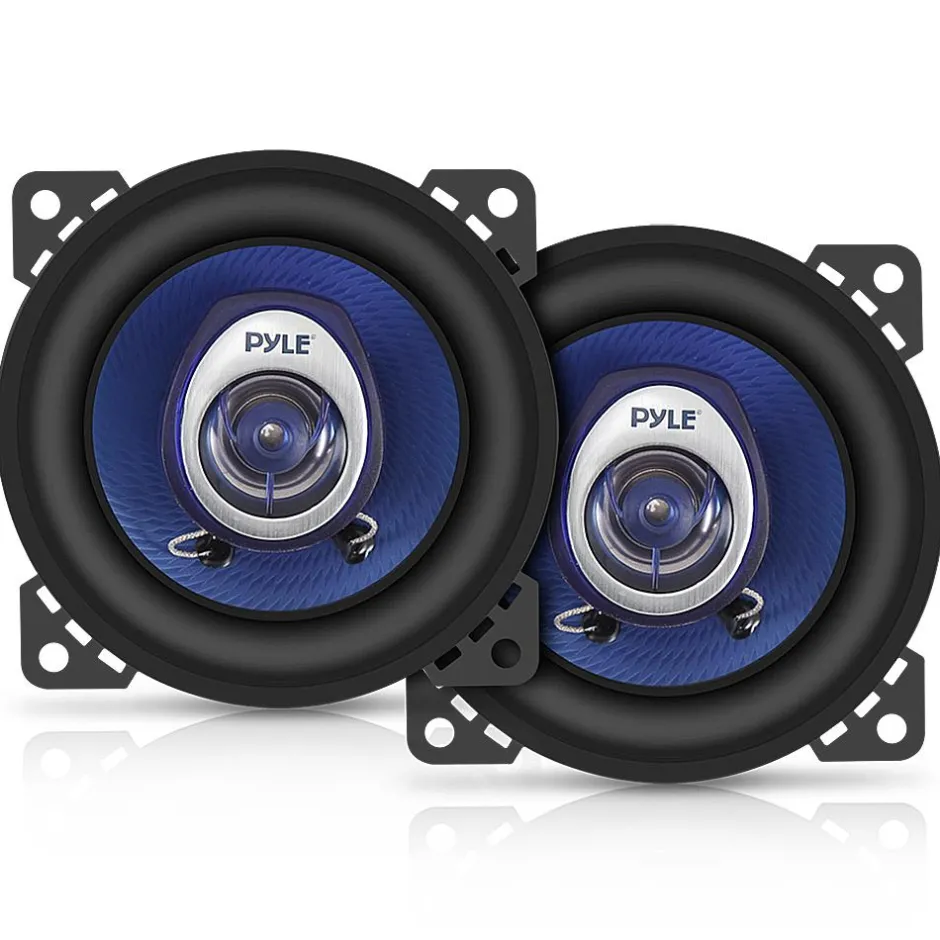 4" Car Speakers Pair - 180W Peak, Blue Poly Cone, Butyl Rubber Surround<Pyle New