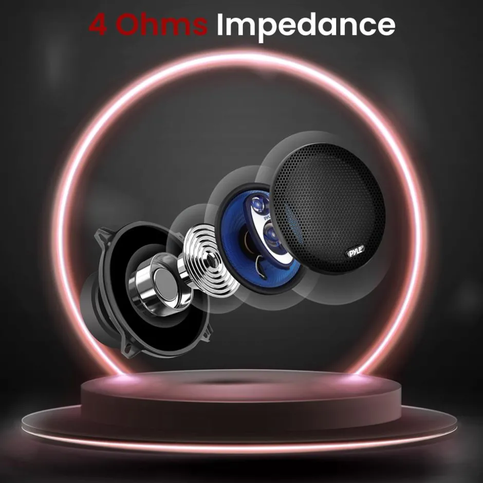 5.25" Car Speakers Pair, 200W, Blue Poly Cone, Butyl Rubber Surround<Pyle Outlet