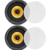 6.5" Ceiling Speaker Pair - Hi-Fi Sound, Glass Fiber Cone, White<Pyle