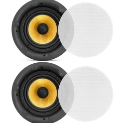 6.5" Ceiling Speaker Pair - Hi-Fi Sound, Glass Fiber Cone, White<Pyle