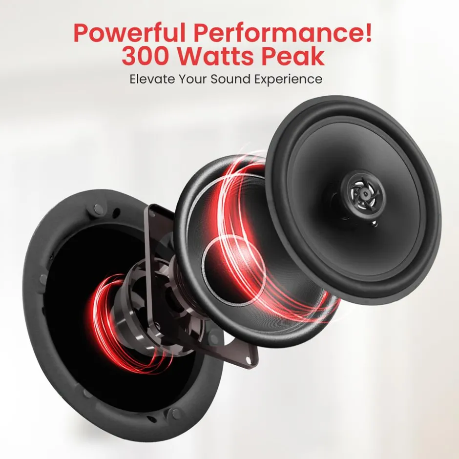 6.5" Ceiling Speaker Pair - Hi-Fi Sound, Glass Fiber Cone, White<Pyle