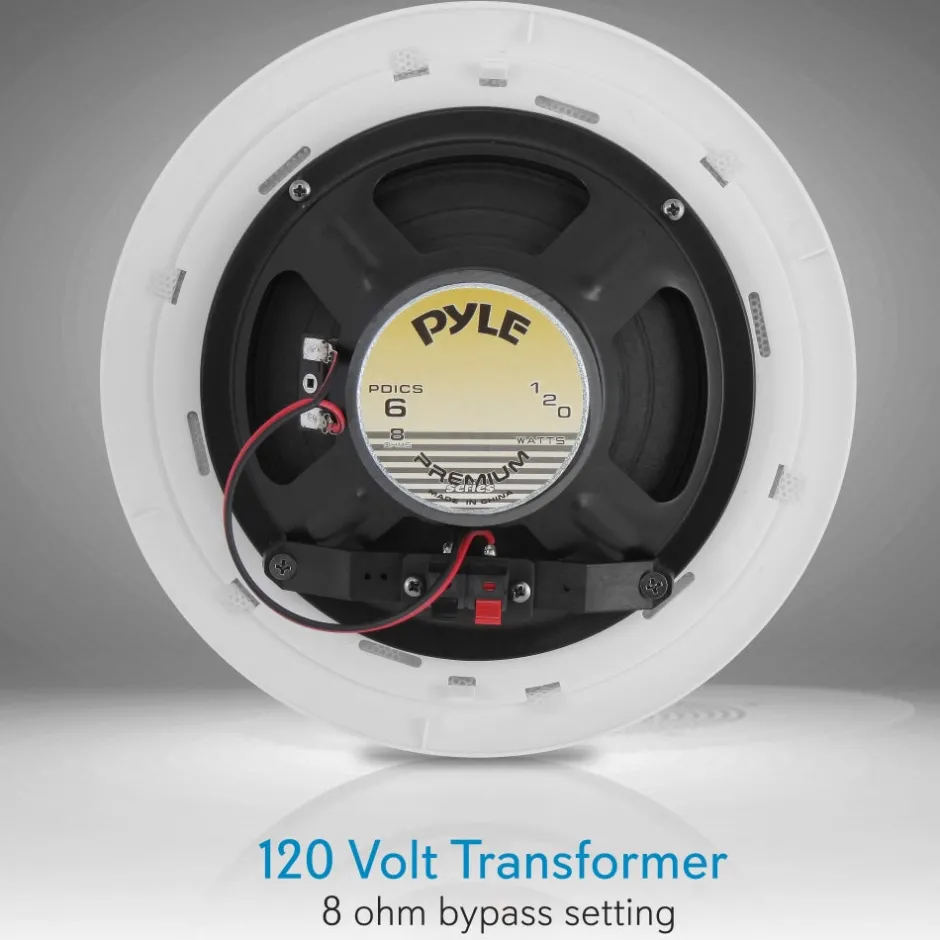 6.5" Ceiling Speaker 120W Flush Mount Easy Install White<Pyle Clearance
