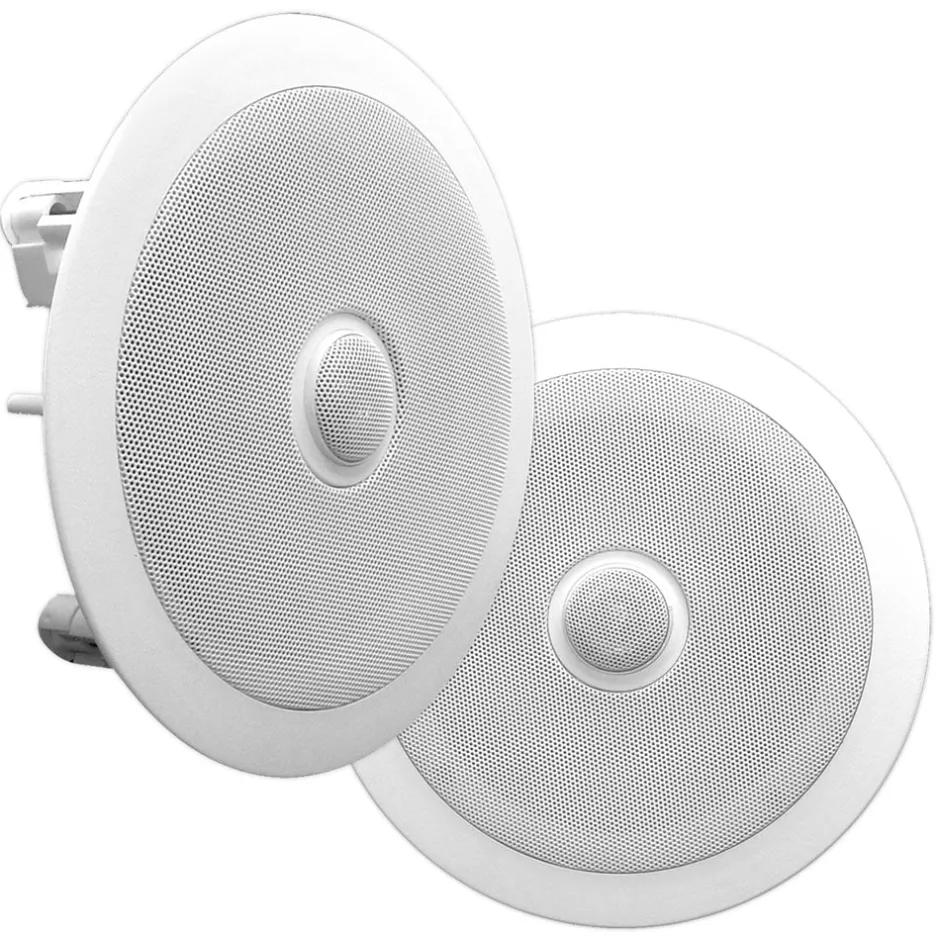 8" Ceiling Speakers Pair, 300W, Directable Tweeter, Flush Mount, White<Pyle Clearance