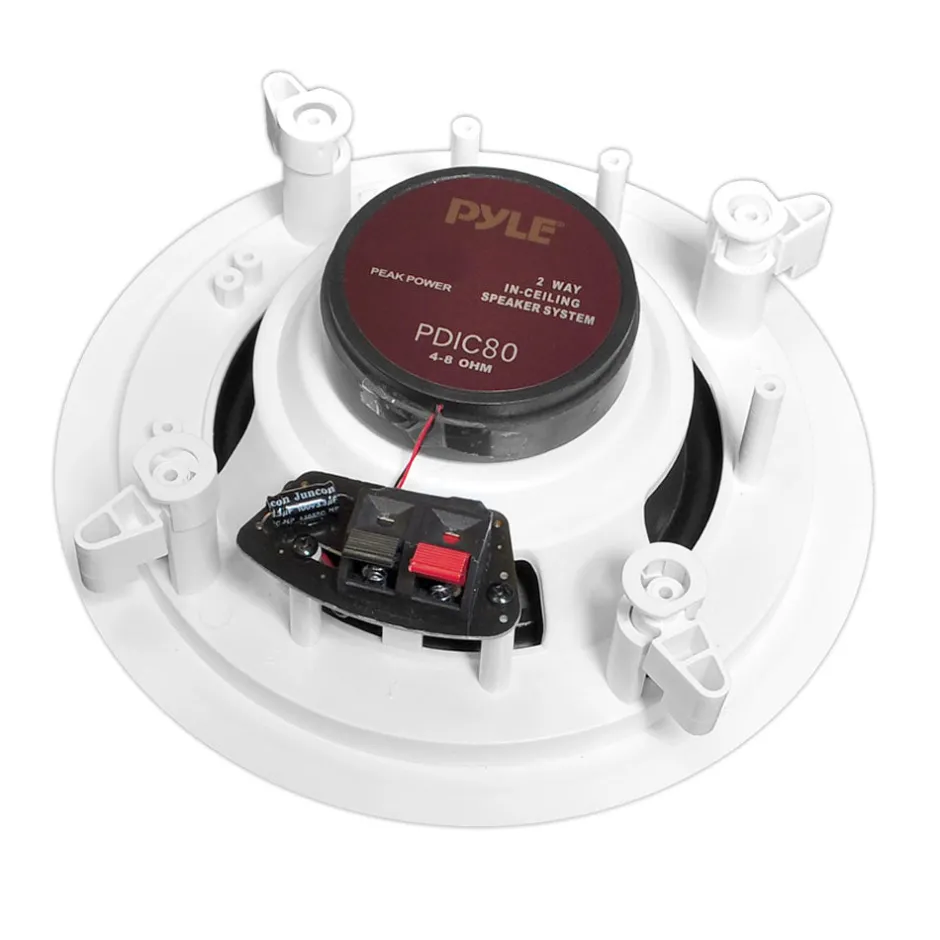 8" Ceiling Speakers Pair, 300W, Directable Tweeter, Flush Mount, White<Pyle Clearance