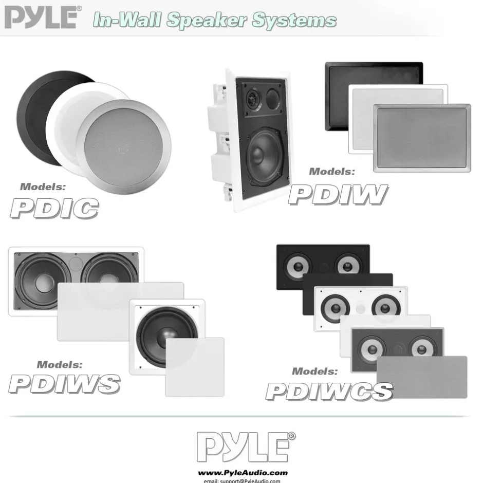 8" Ceiling Speakers Pair, 300W, Directable Tweeter, Flush Mount, White<Pyle Clearance