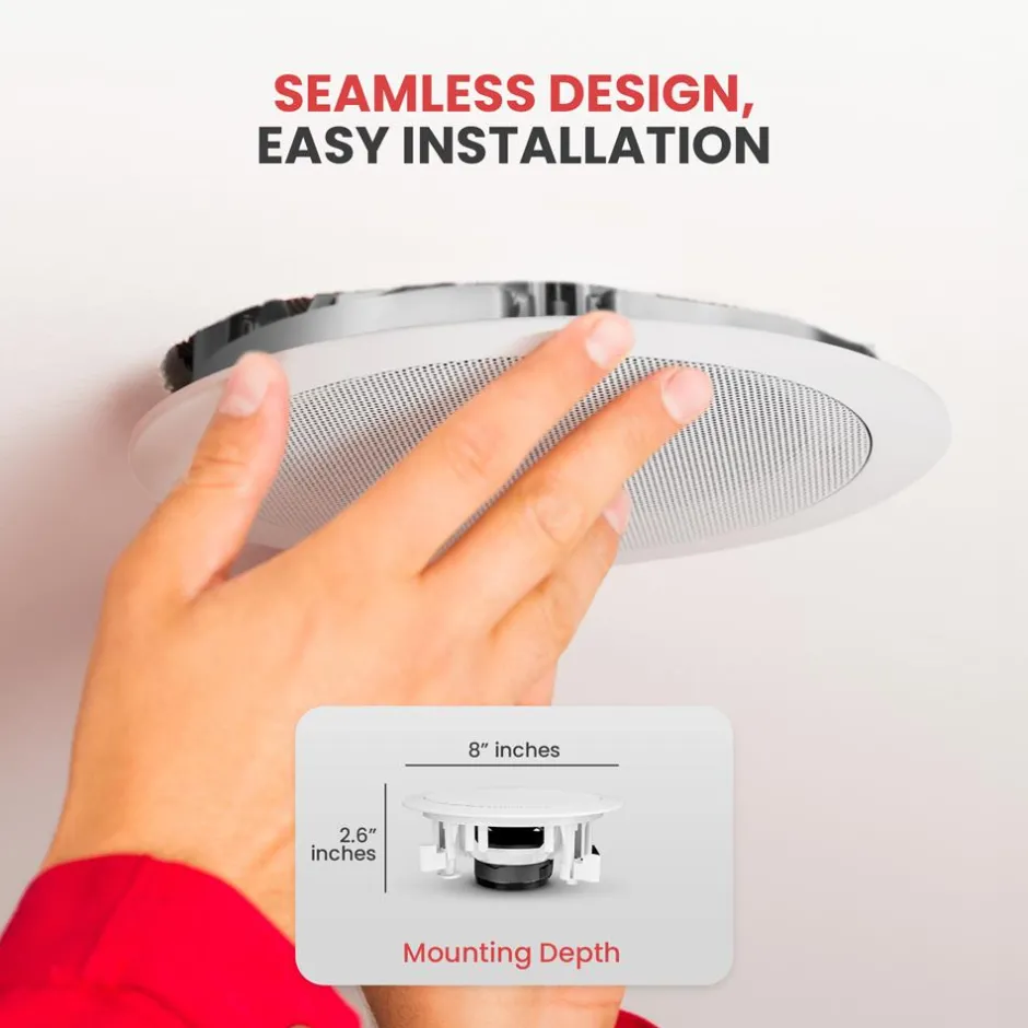 5.25" Ceiling Speakers Pair, 2-Way Stereo, Flush Mount, 150W, White<Pyle New