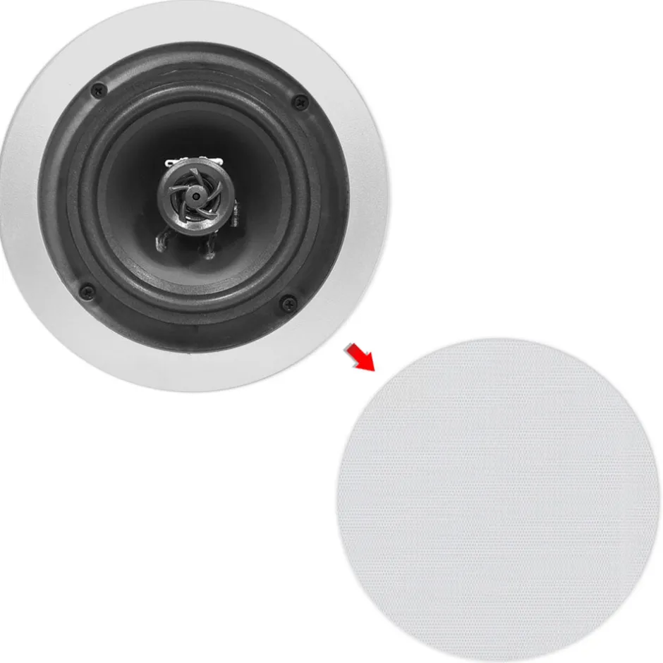 8" Ceiling Speakers Pair, 2-Way Stereo, Flush Mount, Silver<Pyle Clearance