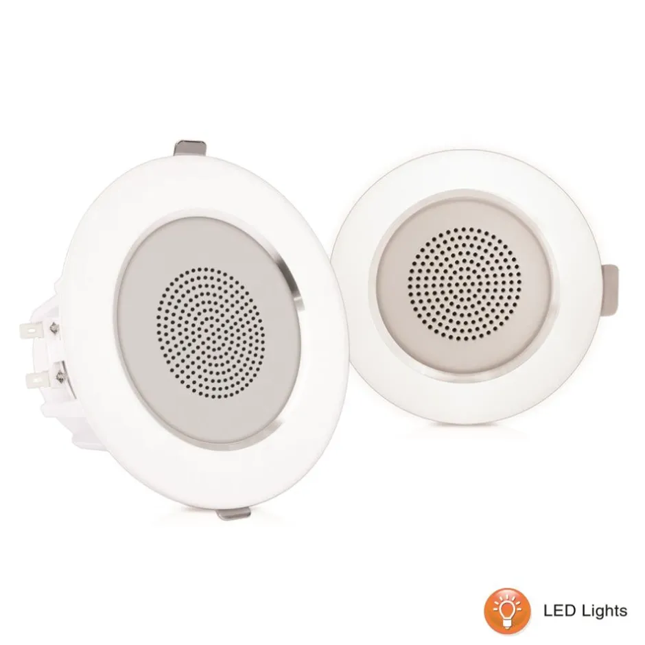 3.5" Ceiling Speakers 140W LED Light Aluminum Frame 2-Way Sound<Pyle Online