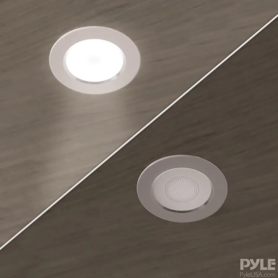 3.5" Ceiling Speakers 140W LED Light Aluminum Frame 2-Way Sound<Pyle Online