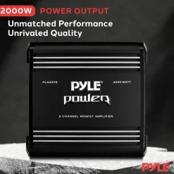 2 Channel Car Amplifier 2000W Bridgeable MOSFET Silver RCA Inputs<Pyle