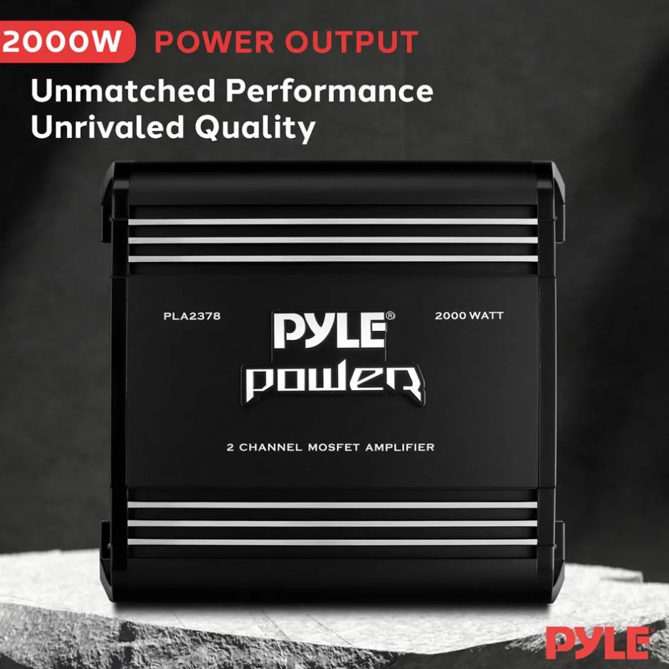2 Channel Car Amplifier 2000W Bridgeable MOSFET Silver RCA Inputs<Pyle