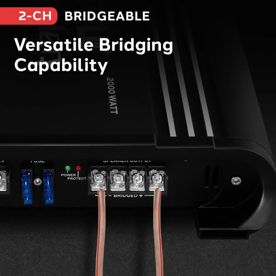 2 Channel Car Amplifier 2000W Bridgeable MOSFET Silver RCA Inputs<Pyle