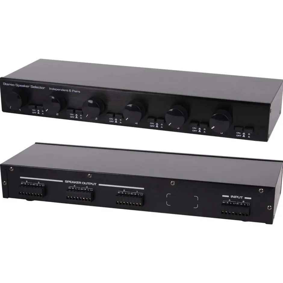 6 Channel Speaker Selector, Volume Control, Aluminum Housing, Easy Install<Pyle Best