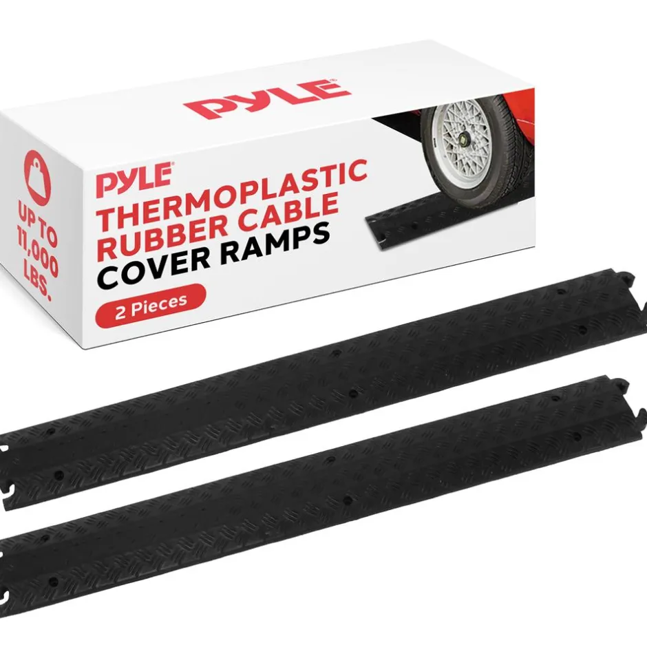 80" Double Ramp Cable Concealer - Heavy Duty, Waterproof, 11,000 lbs Capacity<Pyle
