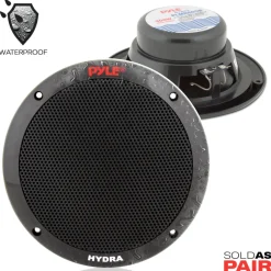 6.5" Dual Marine Speakers, Waterproof, 400W, Polyprone Cone, Black<Pyle Outlet