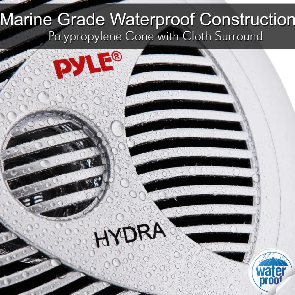 6.5" Dual Marine Speakers Waterproof 150W Polyprone Cone Silver<Pyle Hot