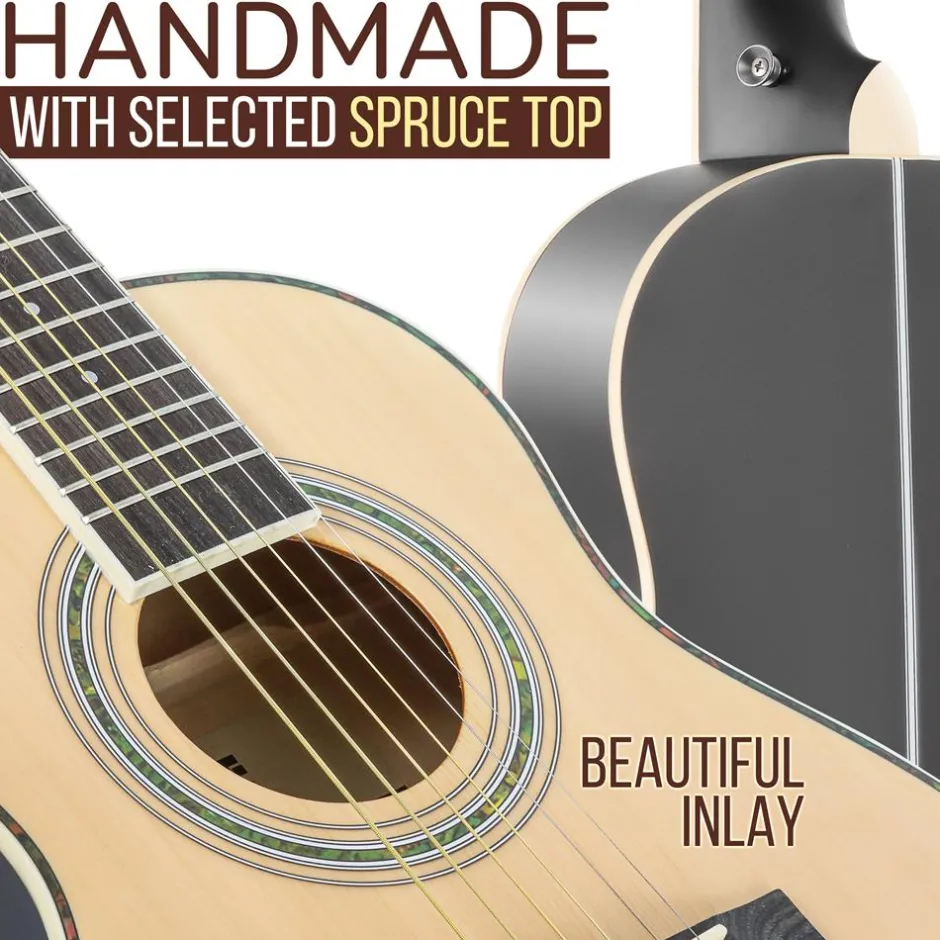 34" Electric Acoustic Guitar, Enhanced Sound, Spruce Plywood, Natural Finish<Pyle Clearance