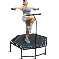 48" Foldable Fitness Trampoline, Adjustable Handrail, 264 lbs Capacity<SereneLife Best