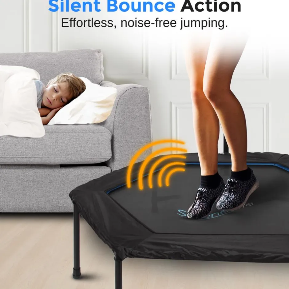 48" Foldable Fitness Trampoline, Adjustable Handrail, 264 lbs Capacity<SereneLife Best