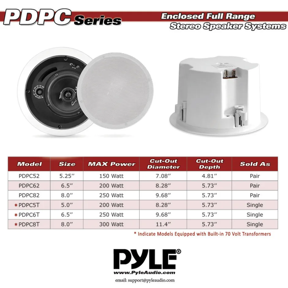 8.0'' In-Wall / Ceiling Speaker, 70V<Pyle Hot