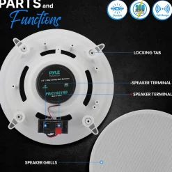 6.5" In-Wall Ceiling Speakers 200W Stereo Sound Polyprone Cone White<Pyle Clearance