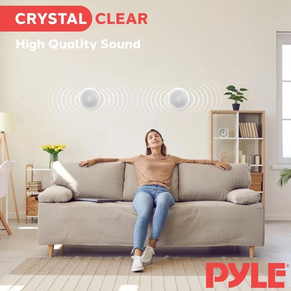 6.5" In-Wall/Ceiling Speakers Pair, 250W, Titanium Tweeter, Flush Mount<Pyle Sale