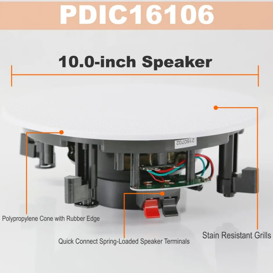 10" In-Wall/Ceiling Speakers 300W Stereo Sound Polyprone Cone<Pyle Discount