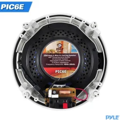 6.5" In-Wall/Ceiling Speakers 250W Hi-Fi Sound Silk Tweeter<Pyle Best