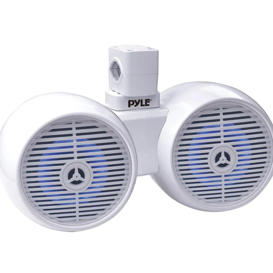 6.5" Marine Speakers Bluetooth LED Lights Waterproof White 200W<Pyle New