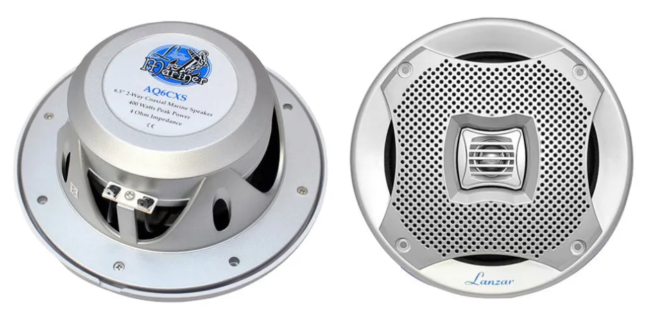 6.5" Marine Speakers 400W Water Resistant Stereo System Silver<Lanzar Best