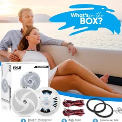 8" Marine Speakers 320W Waterproof ABS White<Pyle New