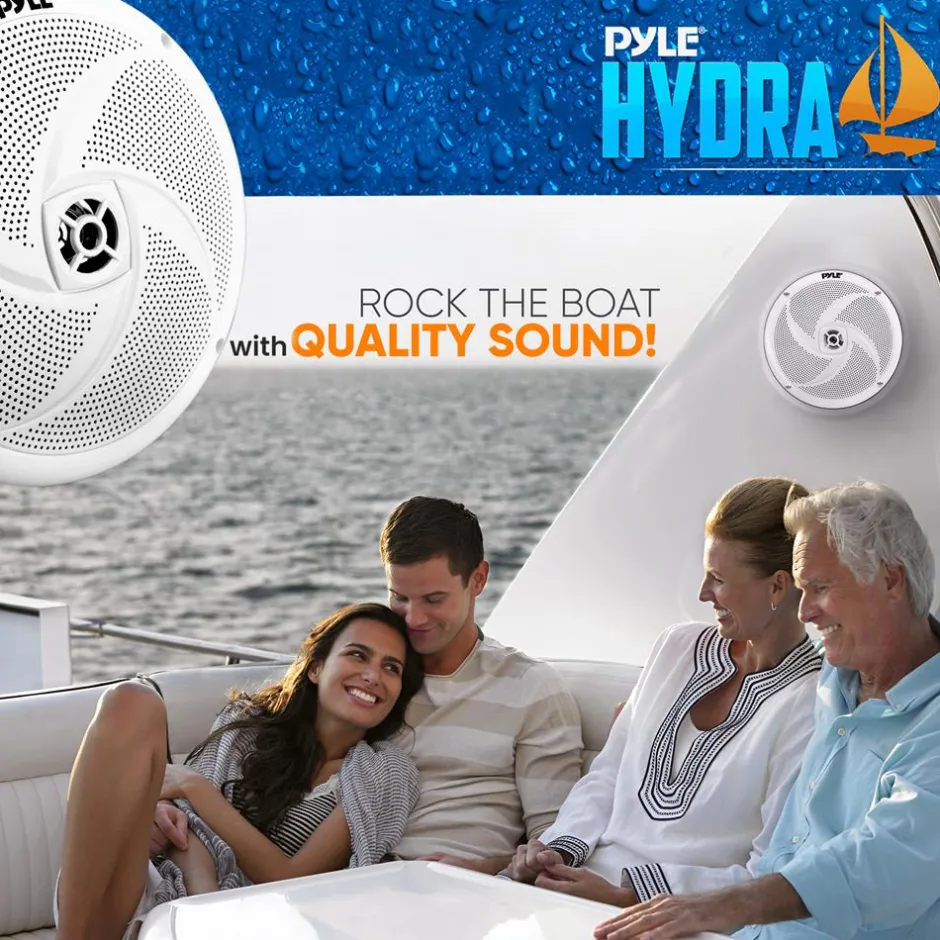 8" Marine Speakers 320W Waterproof ABS White<Pyle New