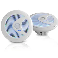 6.5" Marine Speakers Waterproof 150W LED Lights White<Pyle Hot